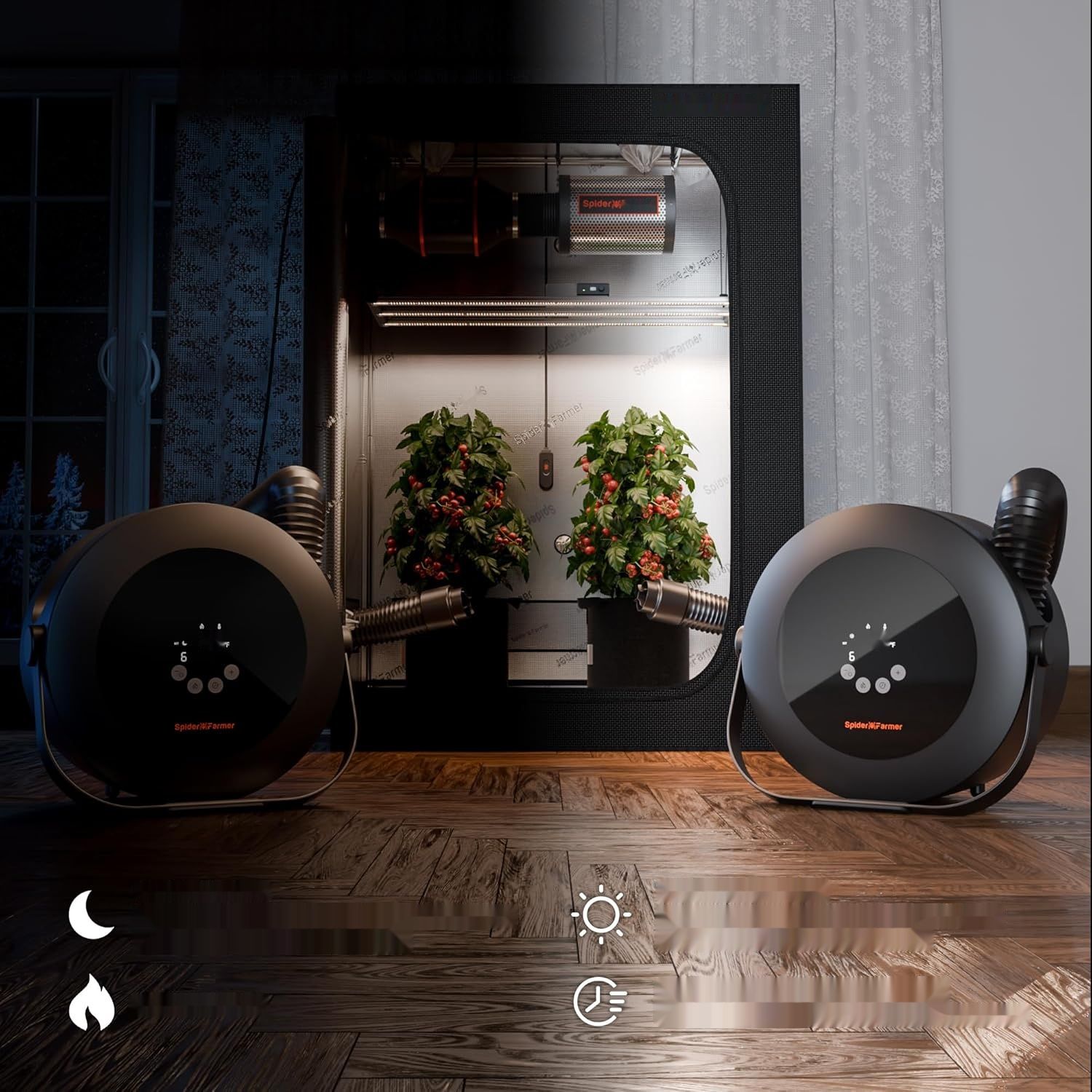 Spider Farmer grzejnik 540 W, inteligentna regulacja temperatury