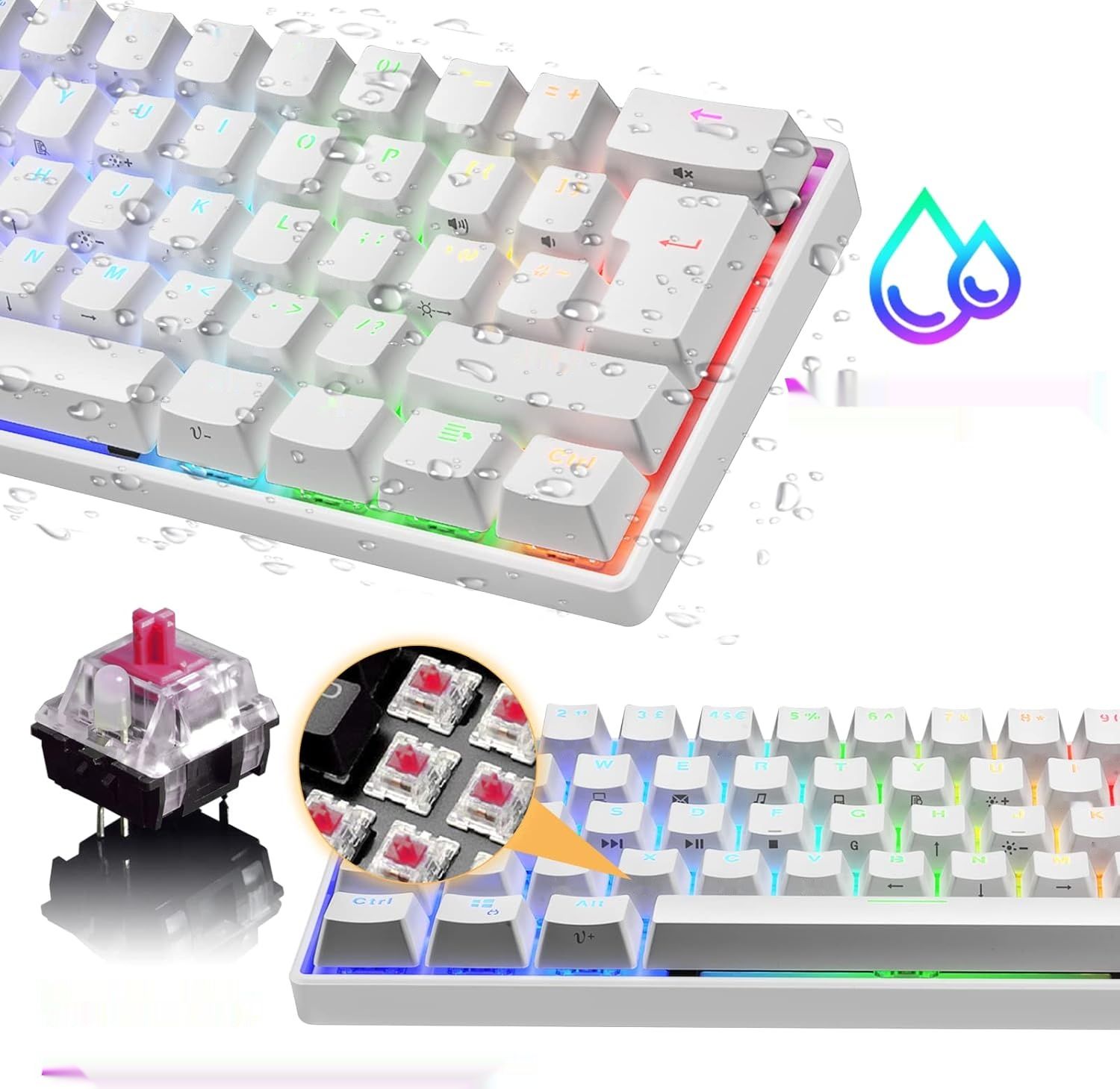 LexonElec MK21 – Zestaw klawiatura mechaniczna 60% UK + mysz gamingowa 6400 DPI + podkładka