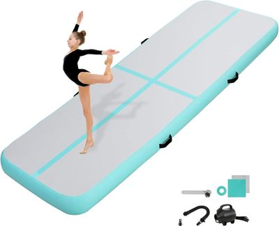 KIKILIVE nadmuchiwana mata gimnastyczna 200 × 100 × 10 cm – zielona