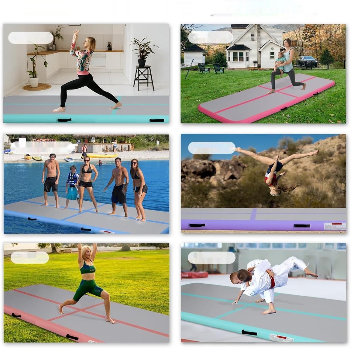 KIKILIVE nadmuchiwana mata gimnastyczna 200 × 100 × 10 cm – zielona