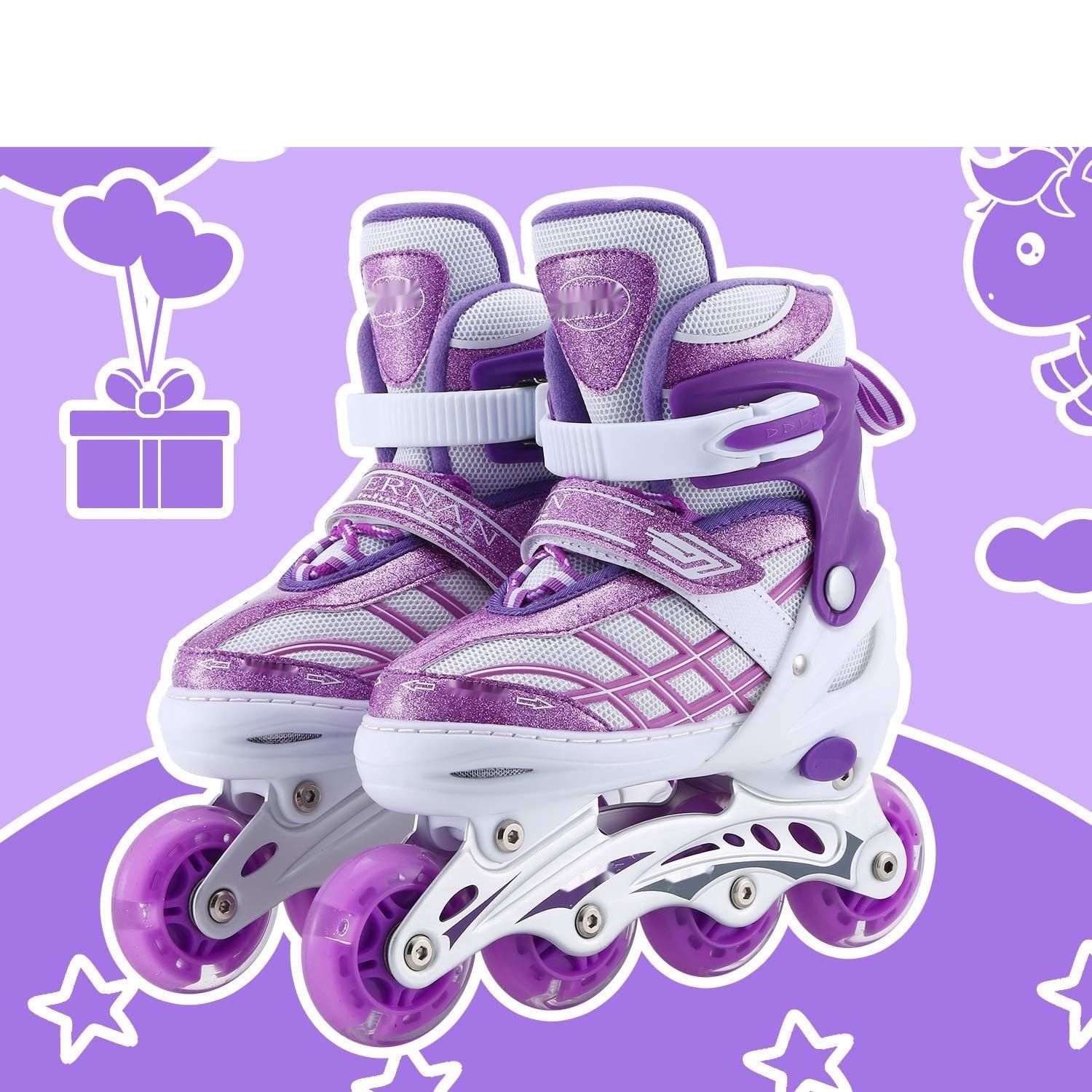 Regulowane rolki dla dzieci, 4 regulowane rozmiary z świecącymi kółkami S (EU 28–32)