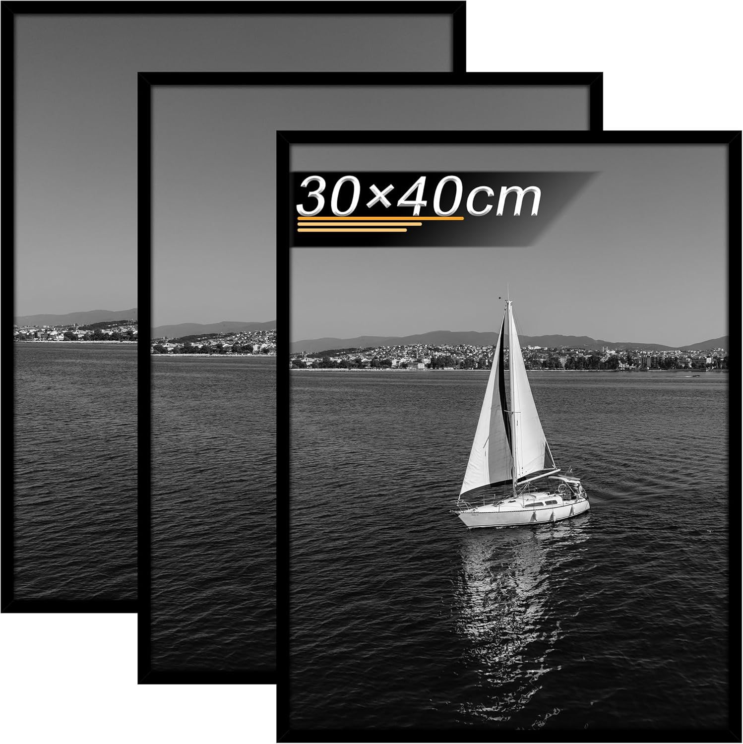 Tinkeps – Zestaw 2 czarnych ram 30 x 40 cm z plexi akrylową