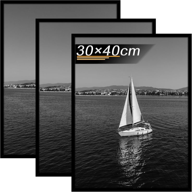 Tinkeps – Zestaw 2 czarnych ram 30 x 40 cm z plexi akrylową