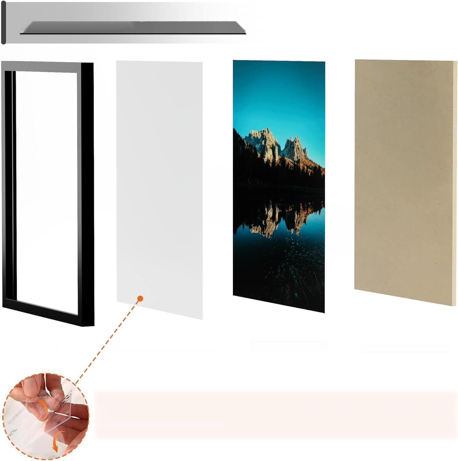 Tinkeps – Zestaw 2 czarnych ram 30 x 40 cm z plexi akrylową