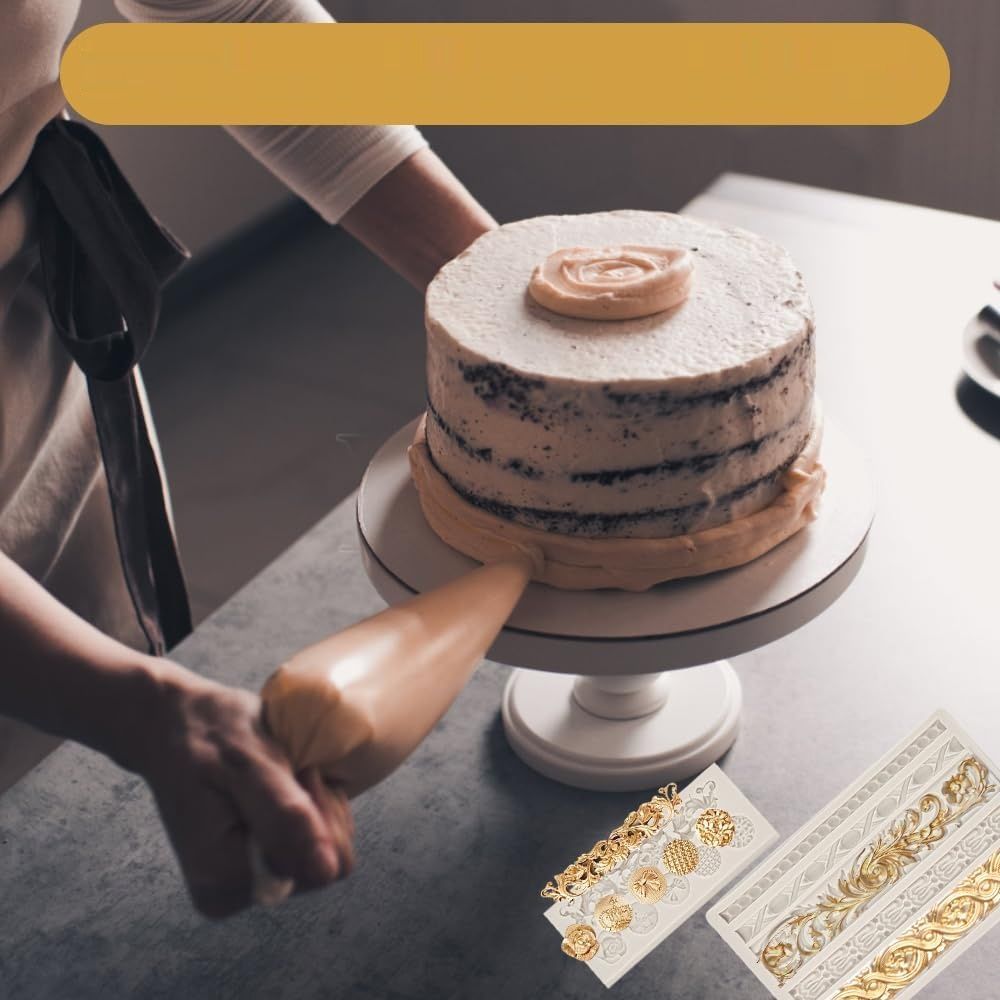 KLYNGTSK 2 SZT. 3D barokowe formy silikonowe do fondantu i dekoracji