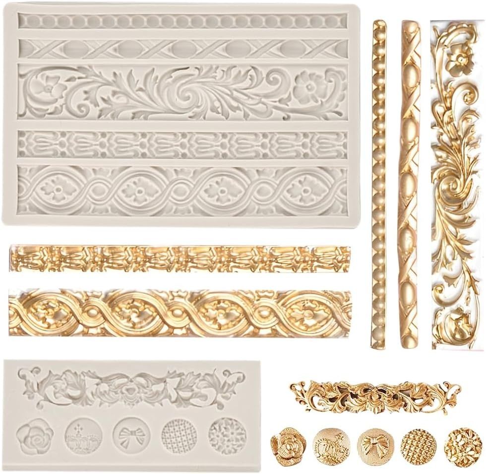 KLYNGTSK 2 SZT. 3D barokowe formy silikonowe do fondantu i dekoracji