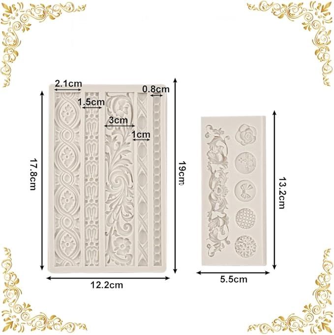 KLYNGTSK 2 SZT. 3D barokowe formy silikonowe do fondantu i dekoracji