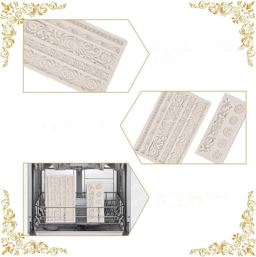 KLYNGTSK 2 SZT. 3D barokowe formy silikonowe do fondantu i dekoracji