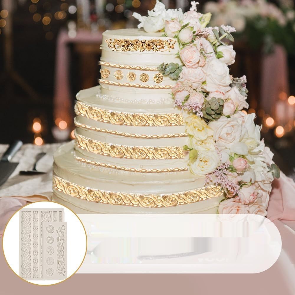 KLYNGTSK 2 SZT. 3D barokowe formy silikonowe do fondantu i dekoracji