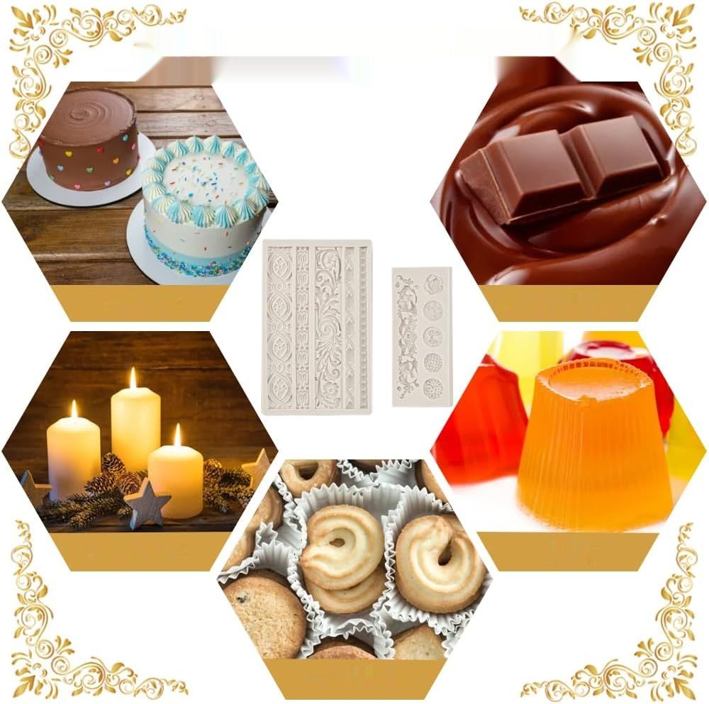 KLYNGTSK 2 SZT. 3D barokowe formy silikonowe do fondantu i dekoracji