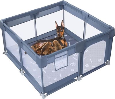 Whelping Box dla psów i szczeniąt | Kojec porodowy z poręczami