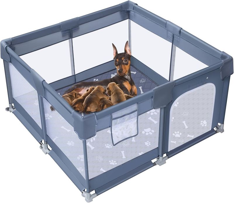 Whelping Box dla psów i szczeniąt | Kojec porodowy z poręczami