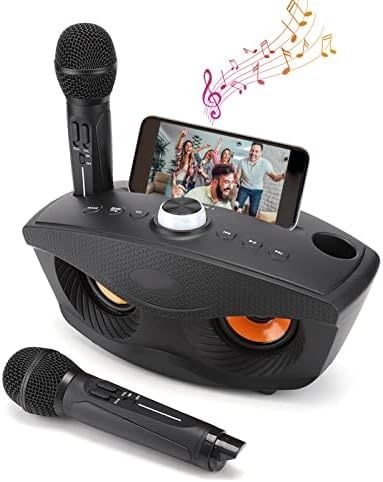 Bewinner Bezprzewodowy Głośnik Karaoke Bluetooth z Dwoma Mikrofonami – Czarny