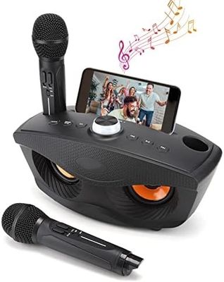 Bewinner Bezprzewodowy Głośnik Karaoke Bluetooth z Dwoma Mikrofonami – Czarny