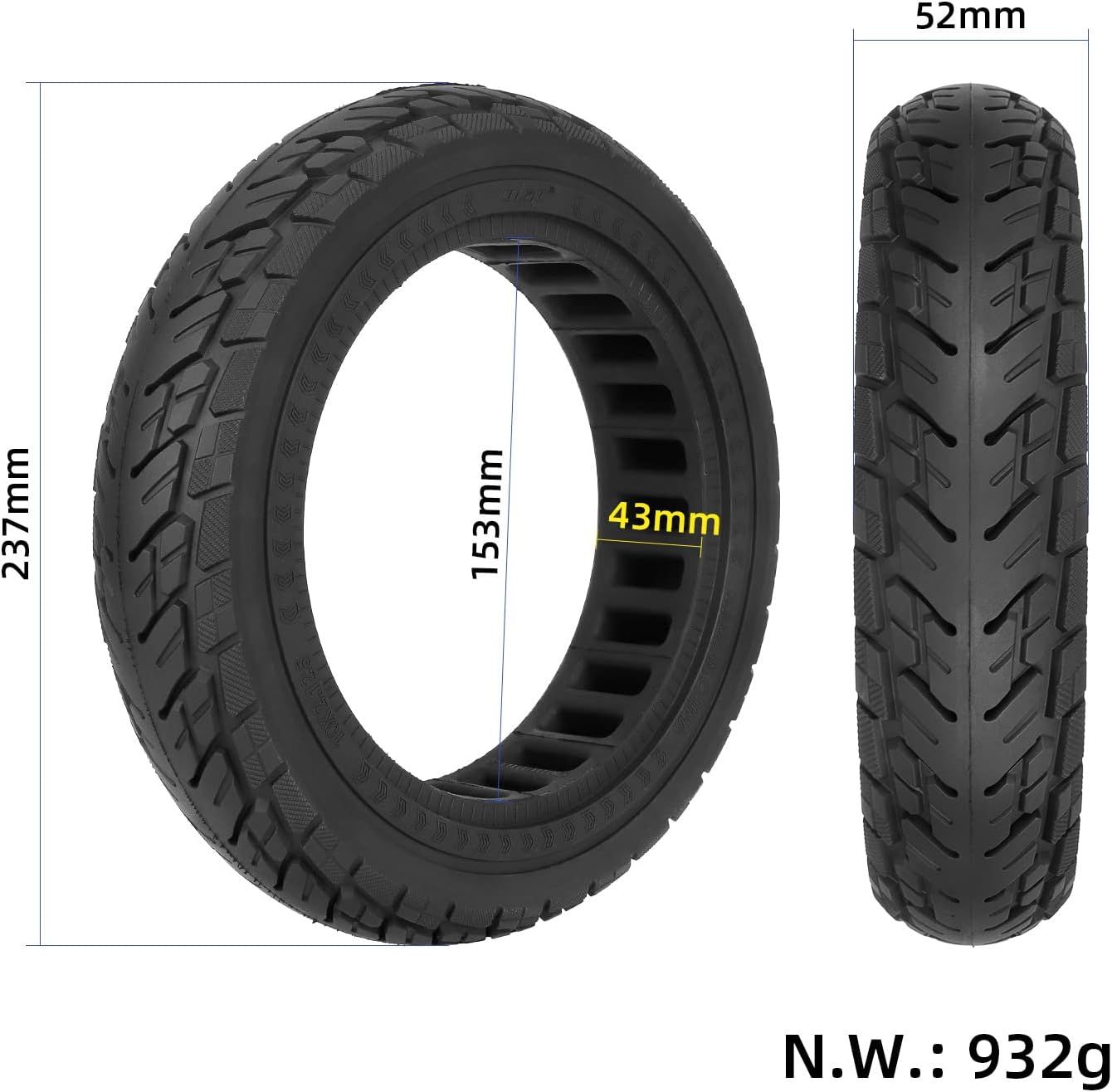 Pełne opony 250 x 54 do hulajnogi elektrycznej Xiaomi 4 Pro/Lite