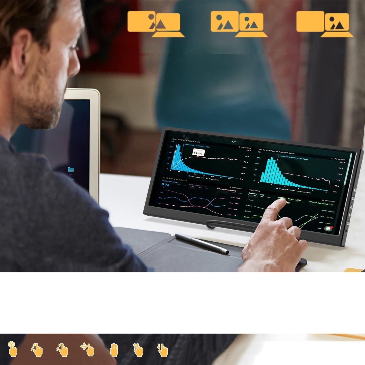 Prechen HD-123 – 12,3-calowy przenośny monitor dotykowy IPS 1920 × 720