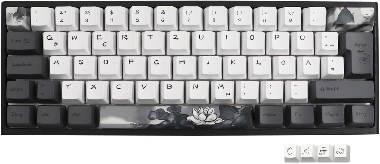 Zestaw 140 niemieckich nakładek PBT OEM do klawiatur mechanicznych Cherry MX (ANSI/ISO)