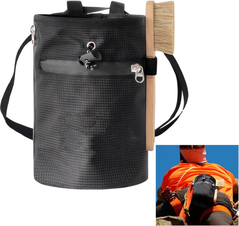 Saczek na magnezję PTJJXA 13×19 cm z pędzelkiem – czarny