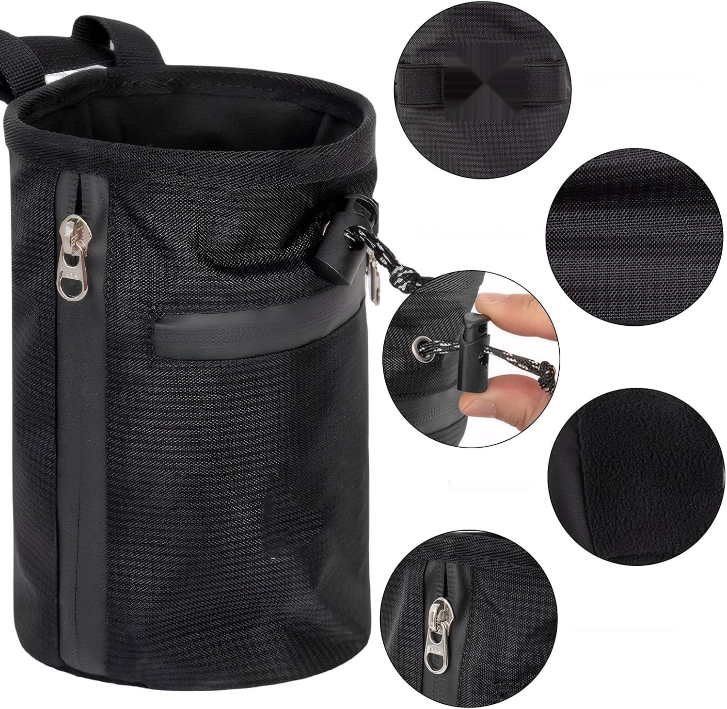 Saczek na magnezję PTJJXA 13×19 cm z pędzelkiem – czarny