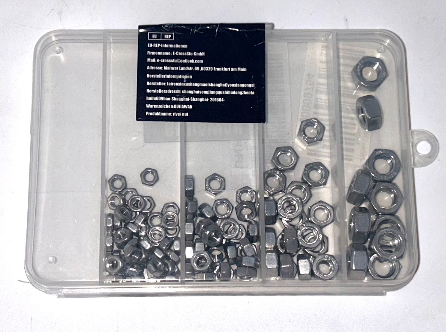 Zestaw 170 sztuk nakrętek sześciokątnych, zestaw nakrętek M3 M4 M5 M6