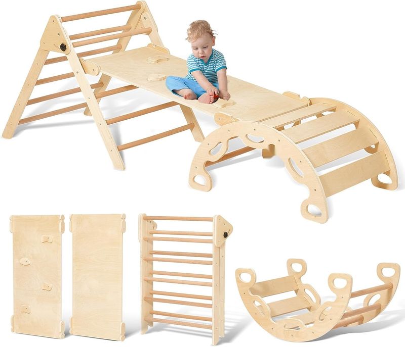 Gigantyczna fasolka 5‑w‑1 montessoriański trójkąt wspinaczkowy z łukем