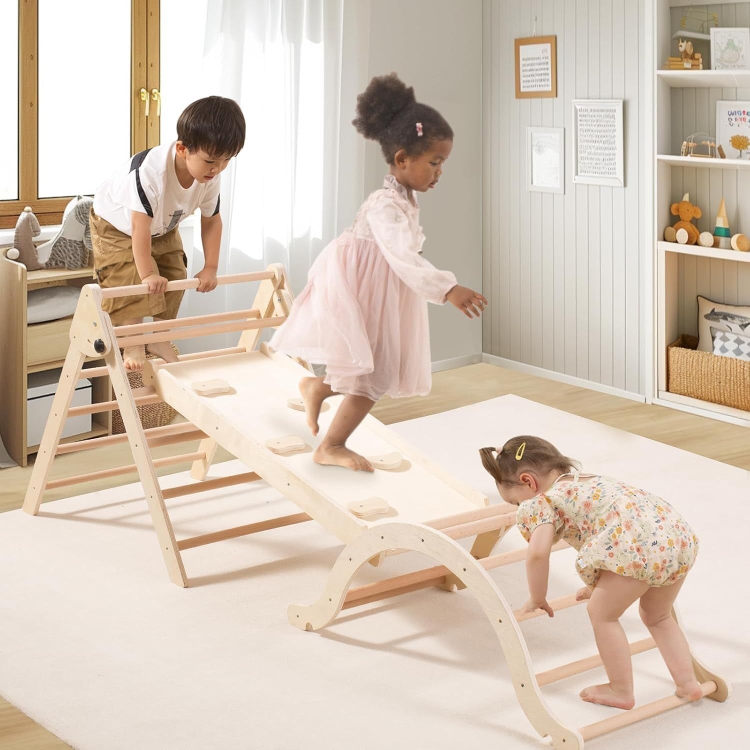 Gigantyczna fasolka 5‑w‑1 montessoriański trójkąt wspinaczkowy z łukем