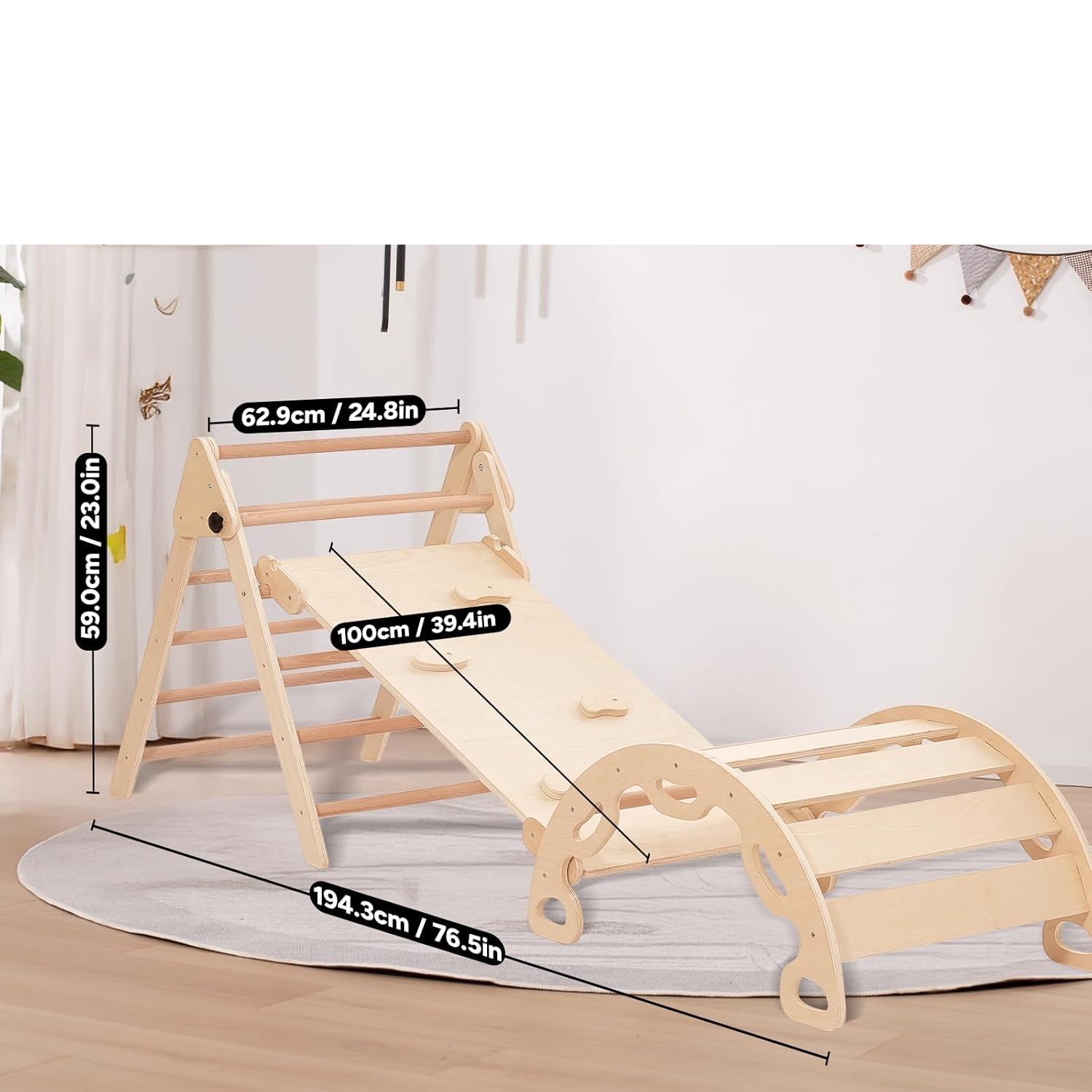 Gigantyczna fasolka 5‑w‑1 montessoriański trójkąt wspinaczkowy z łukем