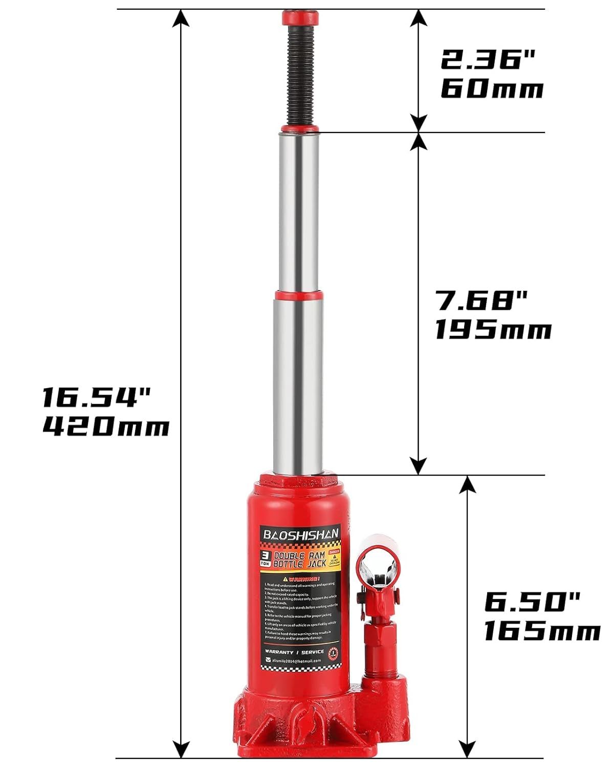 BAOSHISHAN 3T przenośny podnośnik hydrauliczny z podwójnym siłownikiem