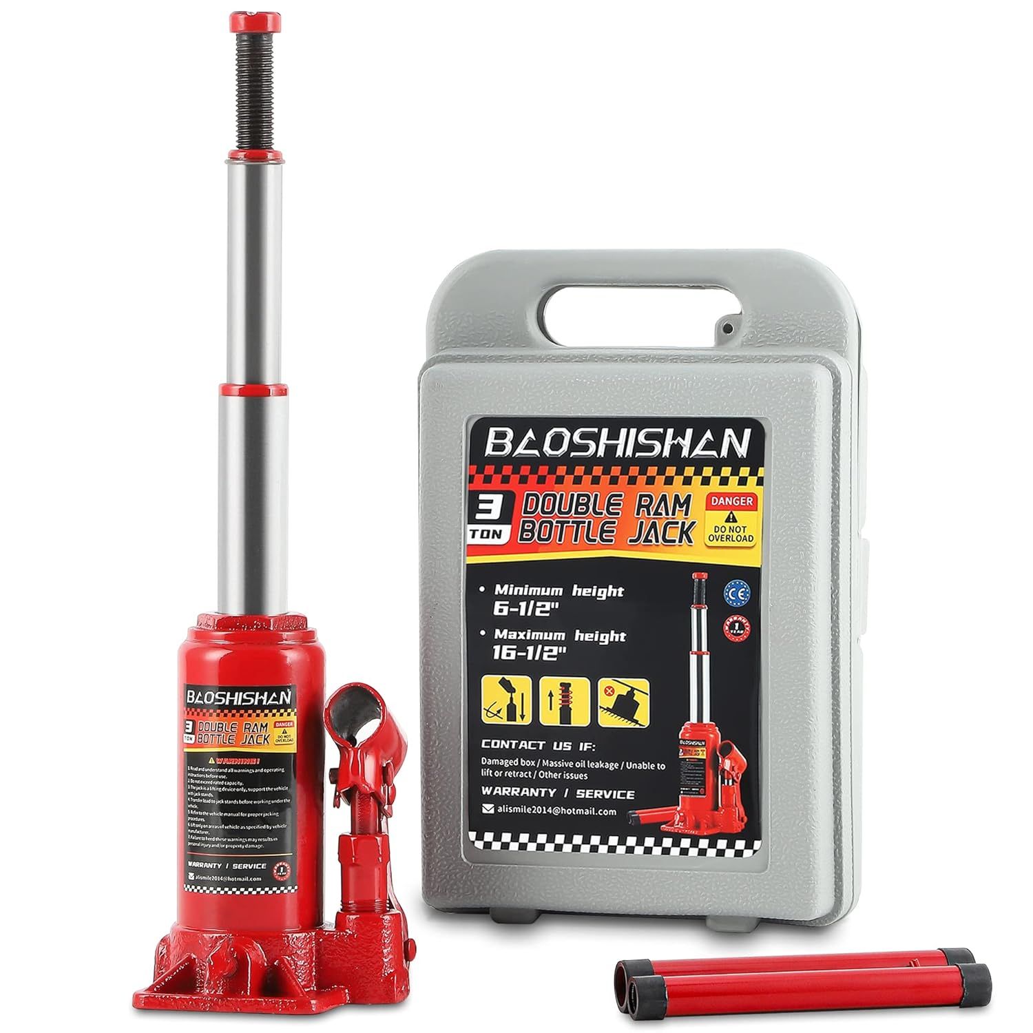 BAOSHISHAN 3T przenośny podnośnik hydrauliczny z podwójnym siłownikiem