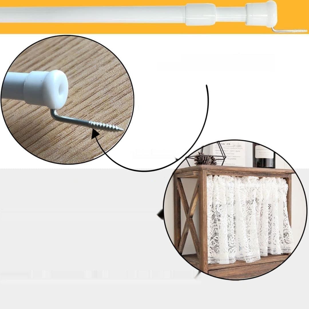 3 sztuki karniszy zaciskowych 45–60 cm, bez wiercenia – GDEVKHN, biały