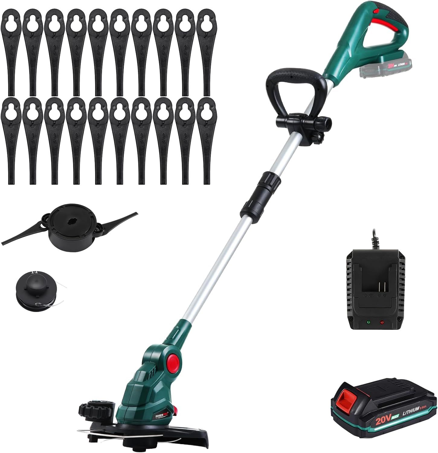 POSENPRO Akumulatorowa podkaszarka/wykaszarka 2 w 1, 20 V teleskopowa