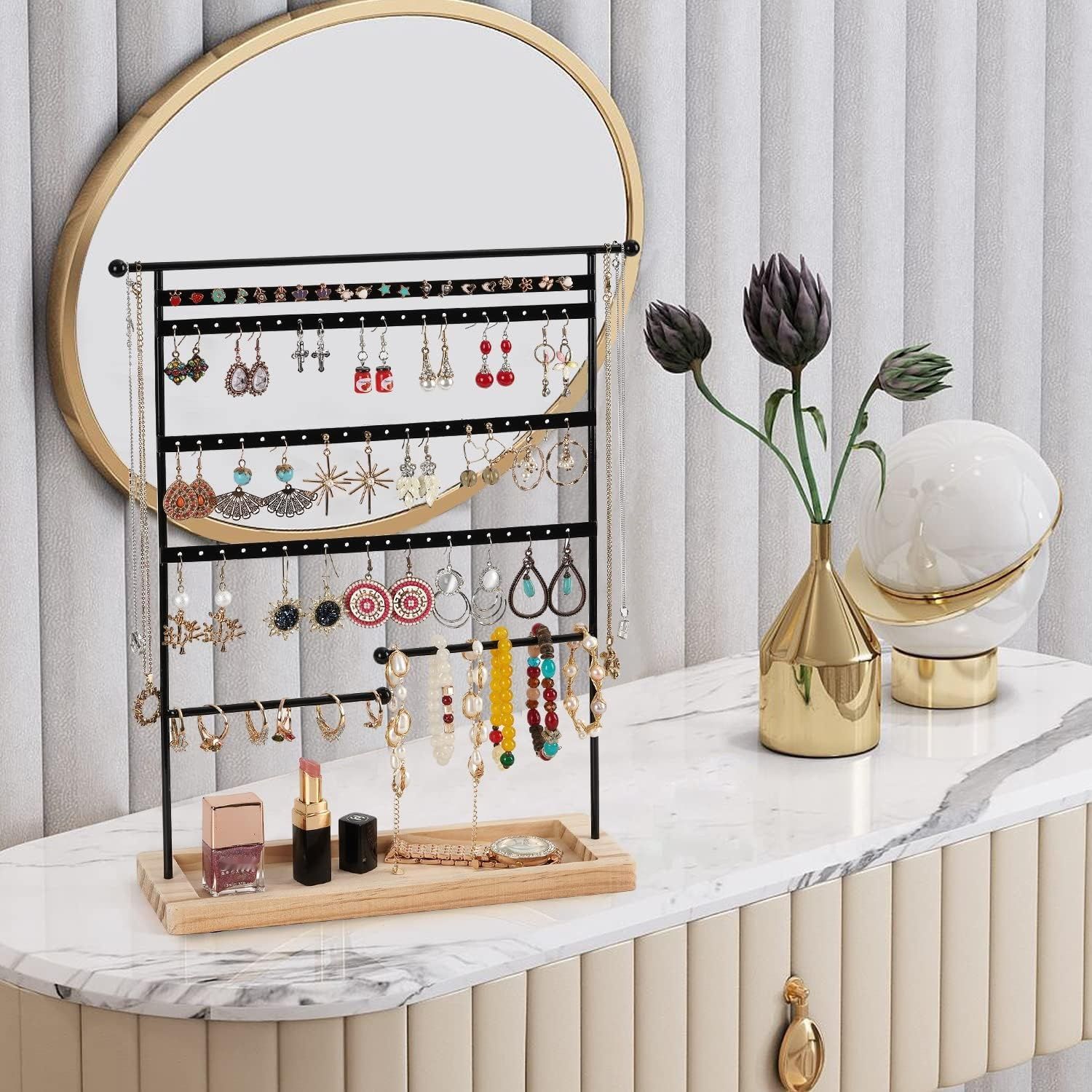 QILICZ Stojak na biżuterię – 80 otworów – Stojak na kolczyki