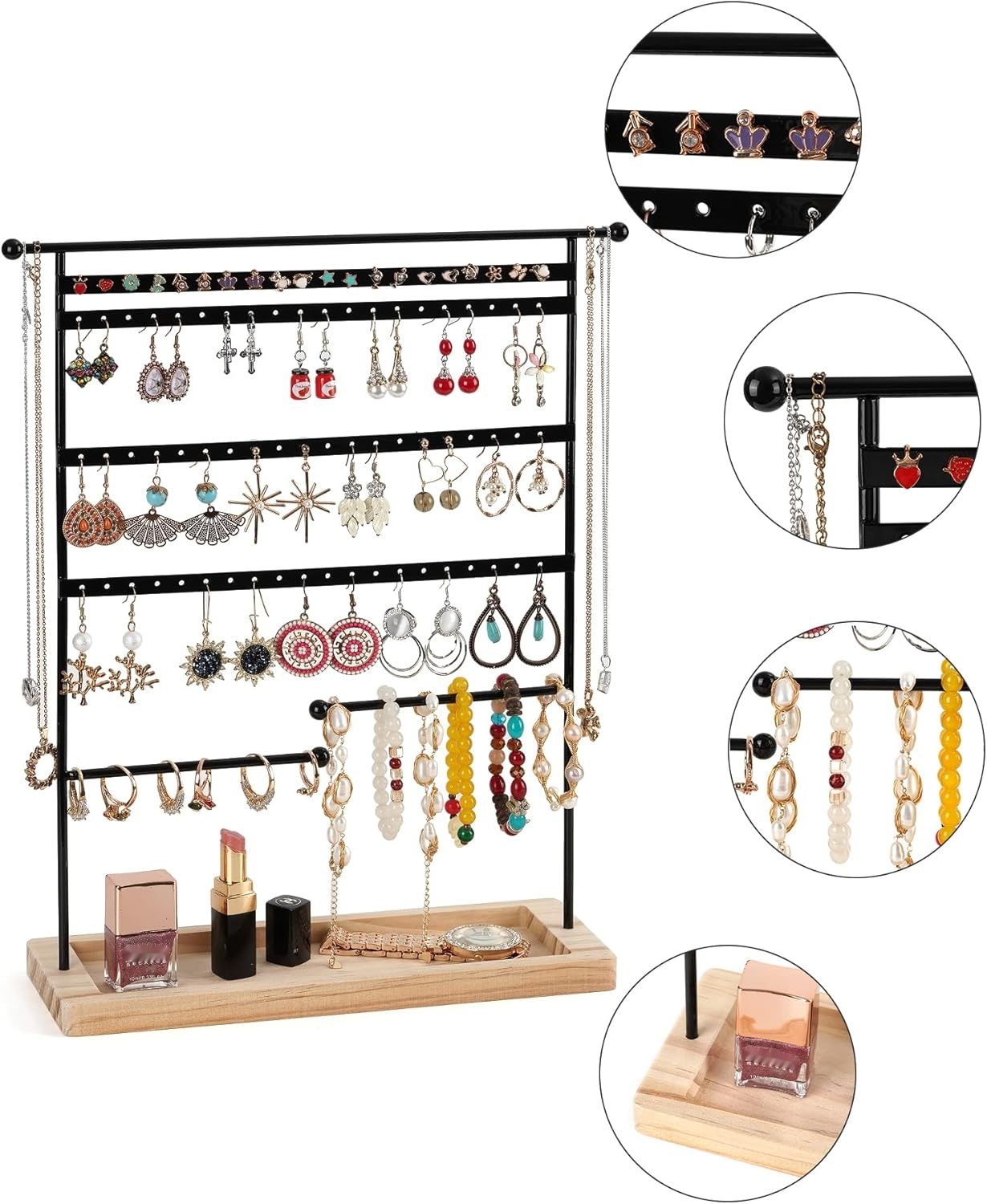QILICZ Stojak na biżuterię – 80 otworów – Stojak na kolczyki