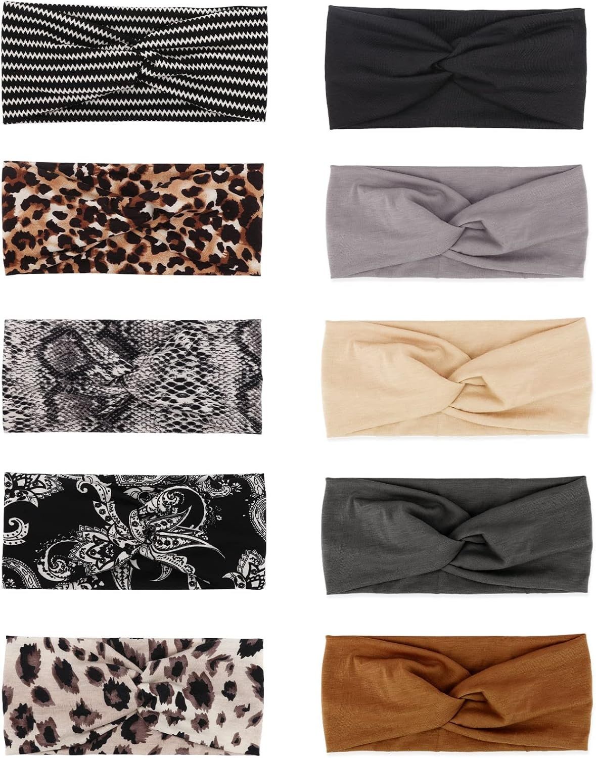 DRESHOW Zestaw 10 Opasek dla Kobiet – Vintage, Szerokie Turbany z Krzyżowanym Wiązaniem