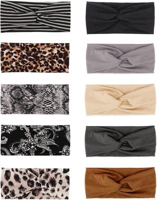 DRESHOW Zestaw 10 Opasek dla Kobiet – Vintage, Szerokie Turbany z Krzyżowanym Wiązaniem