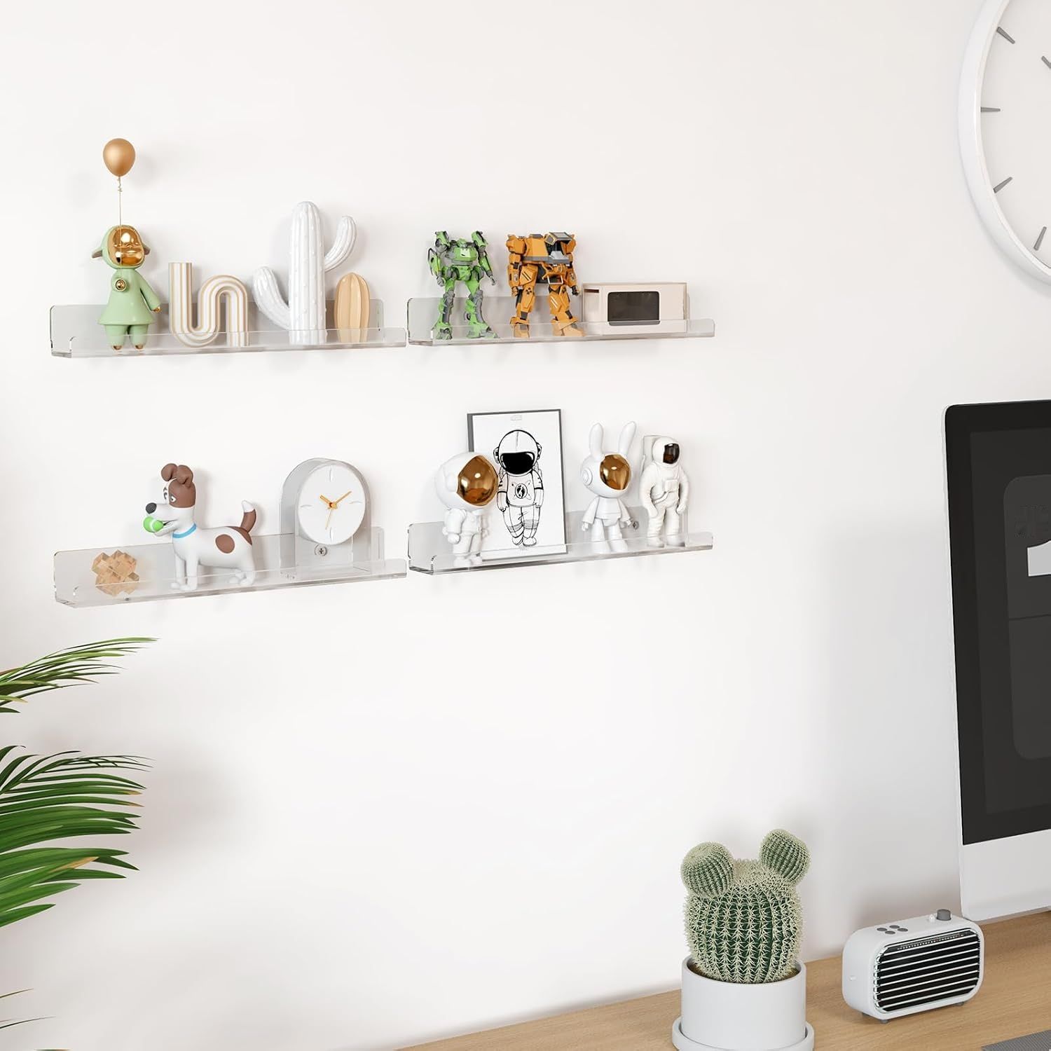 Lifewit przezroczyste półki ścienne na płyty winylowe 12" – zestaw 4 sztuki