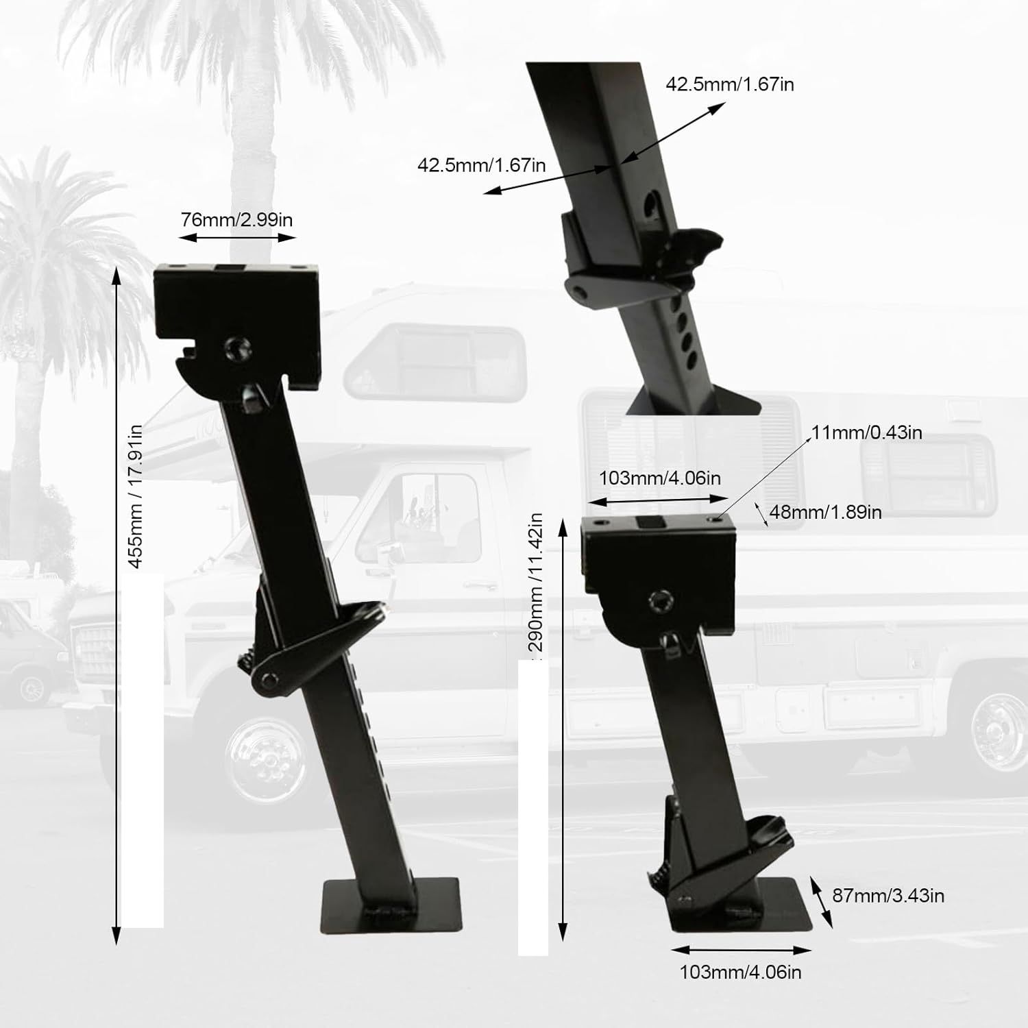 Komplet dwóch teleskopowych stabilizatorów do przyczep JAOGAUS