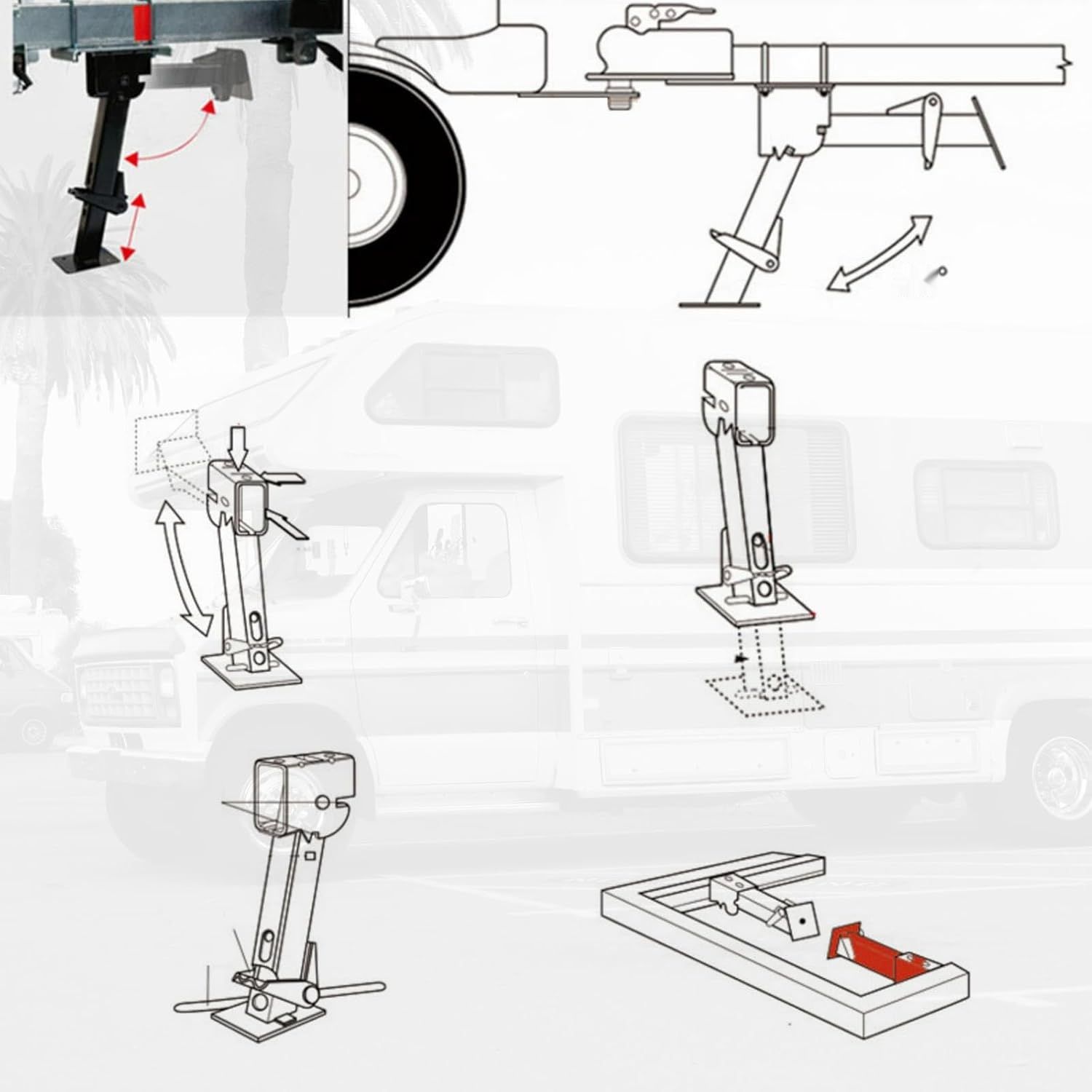 Komplet dwóch teleskopowych stabilizatorów do przyczep JAOGAUS