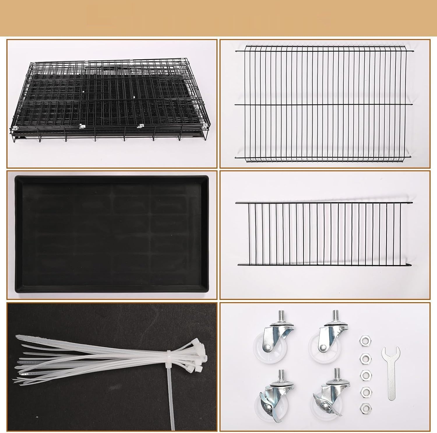 Duża, składana klatka dla kotów 4‑poziomowa z kółkami 90 x 57 x 125 cm