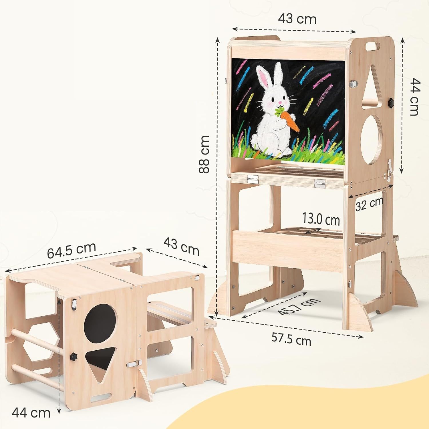 Wieża edukacyjna od 1 roku | 3-w-1 wieża learningowa dla dzieci