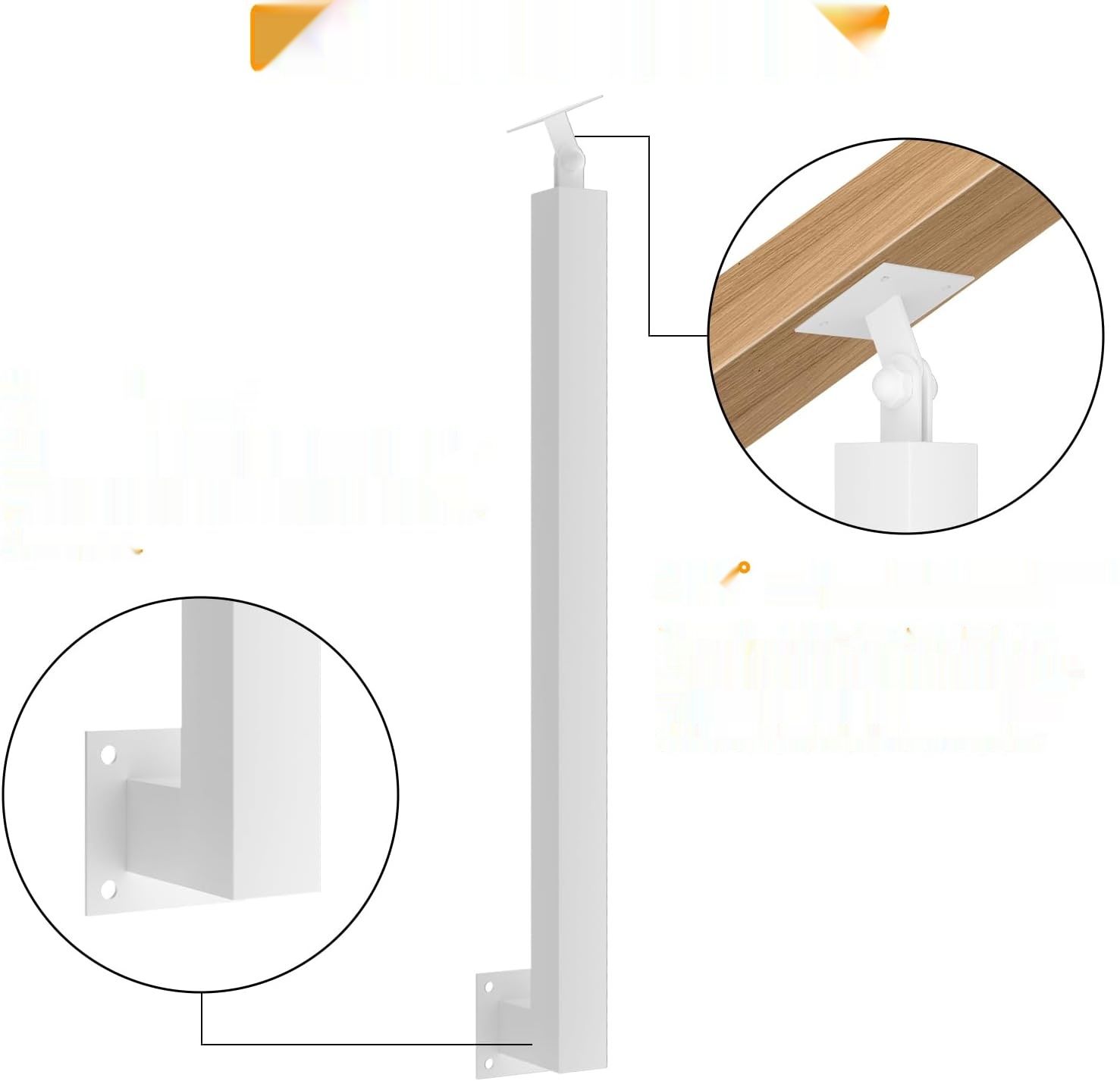 изменить на золото!!     Kwadratowe słupki poręczy schodowych: 270-stopniowe regulowane metalłe