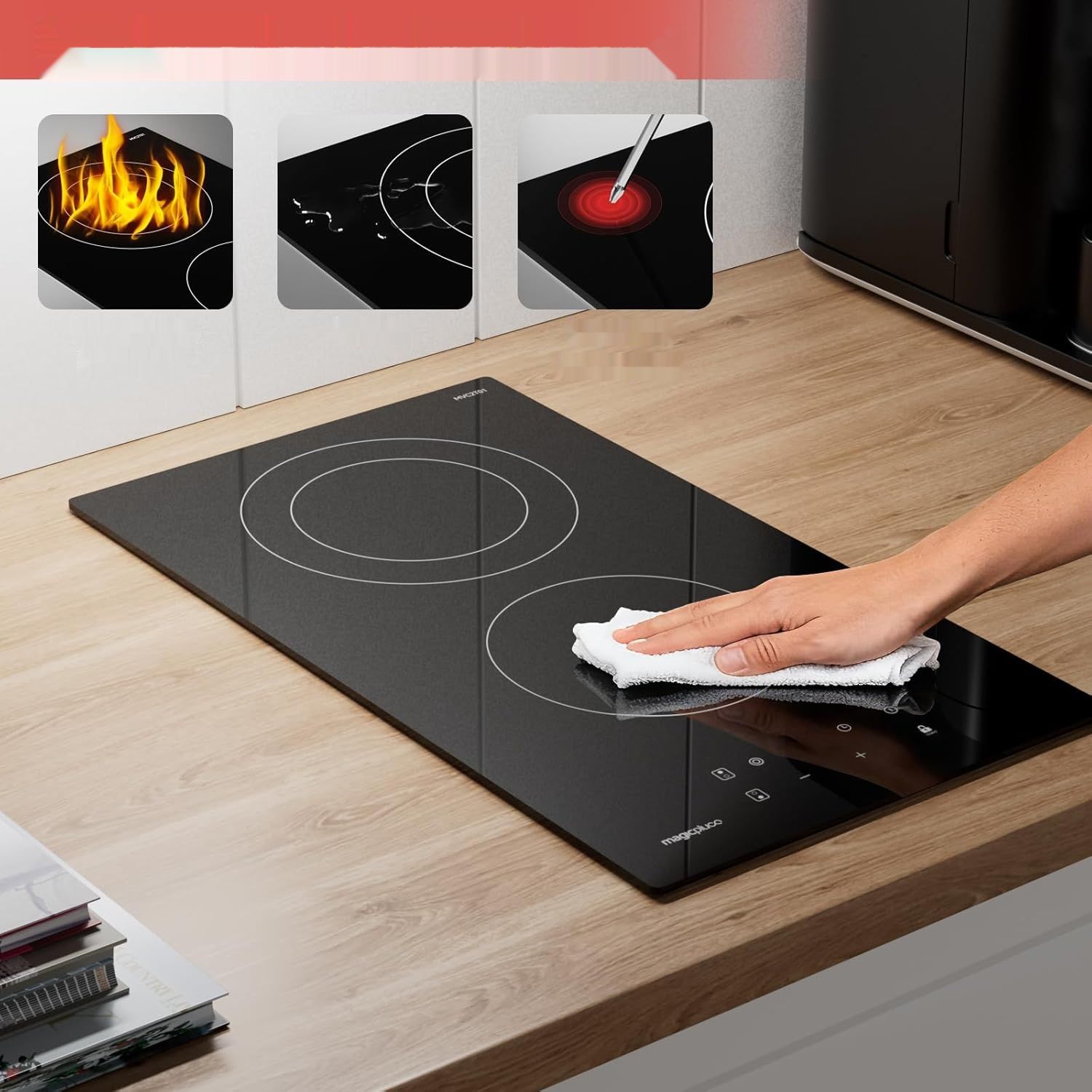 magicplux Płyta ceramiczna 2‑strefowa, 3400 W, 29,5 cm, 9 poziomów mcy