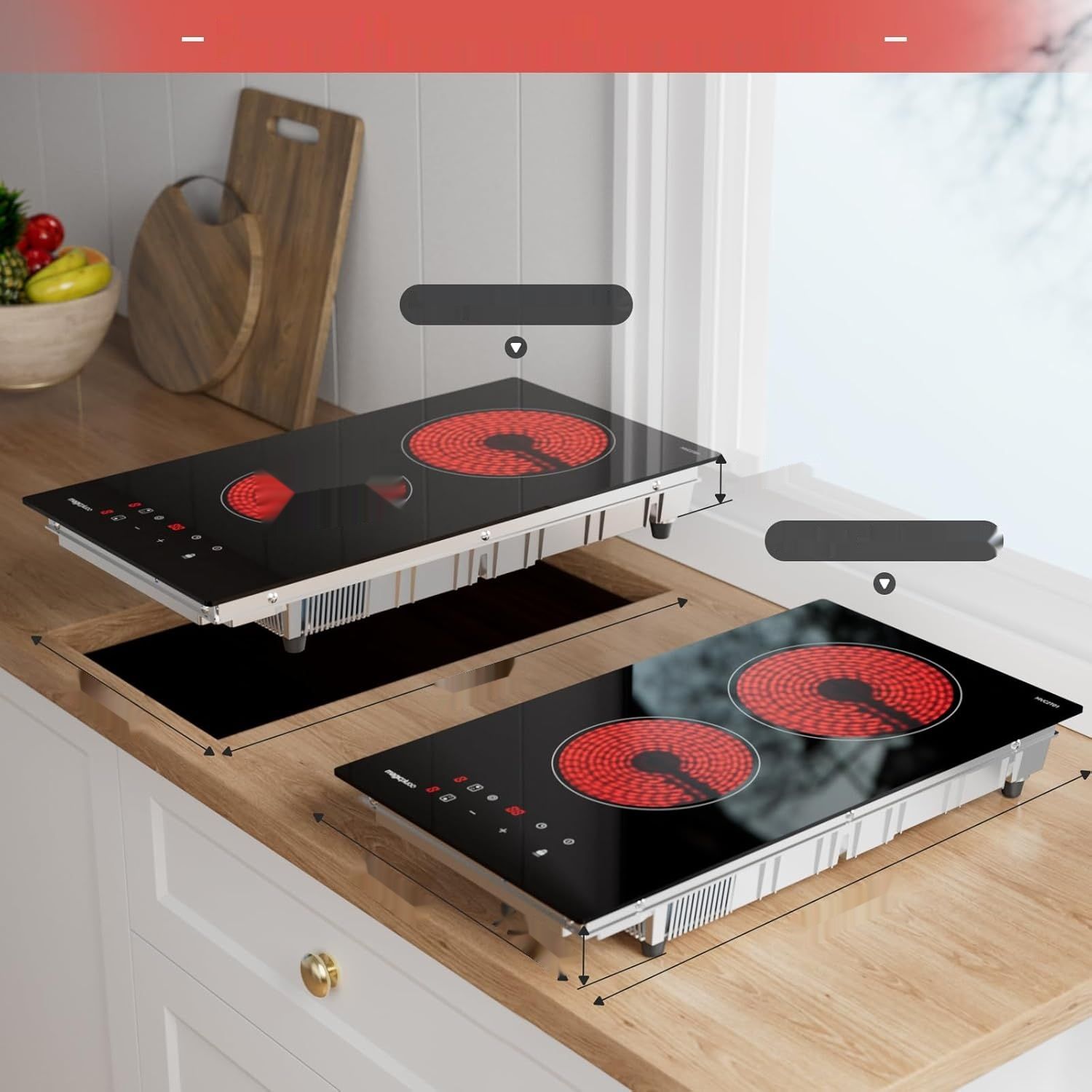 magicplux Płyta ceramiczna 2‑strefowa, 3400 W, 29,5 cm, 9 poziomów mcy