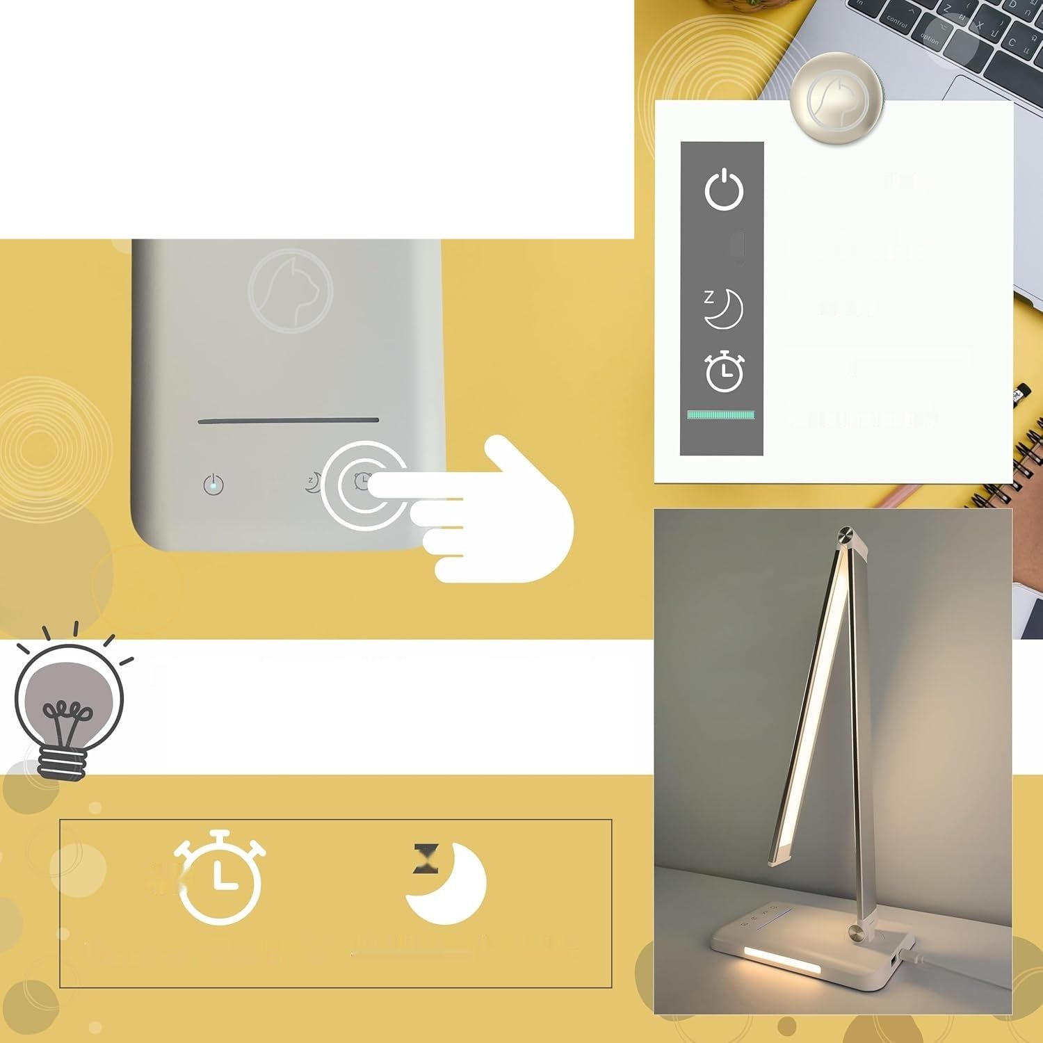 Lampa biurkowa LED Gato Naranja z elastycznym ramieniem