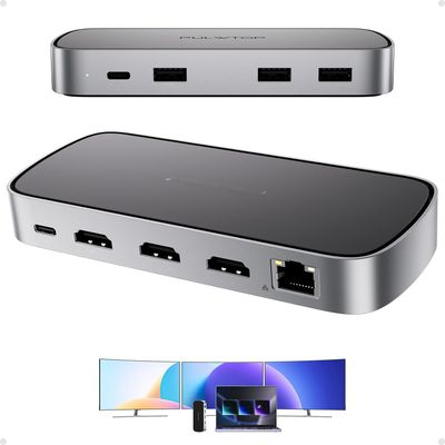 Stacja dokująca 9 w 1, USB-C z potrójnym wyświetlaniem, koncentrator 3