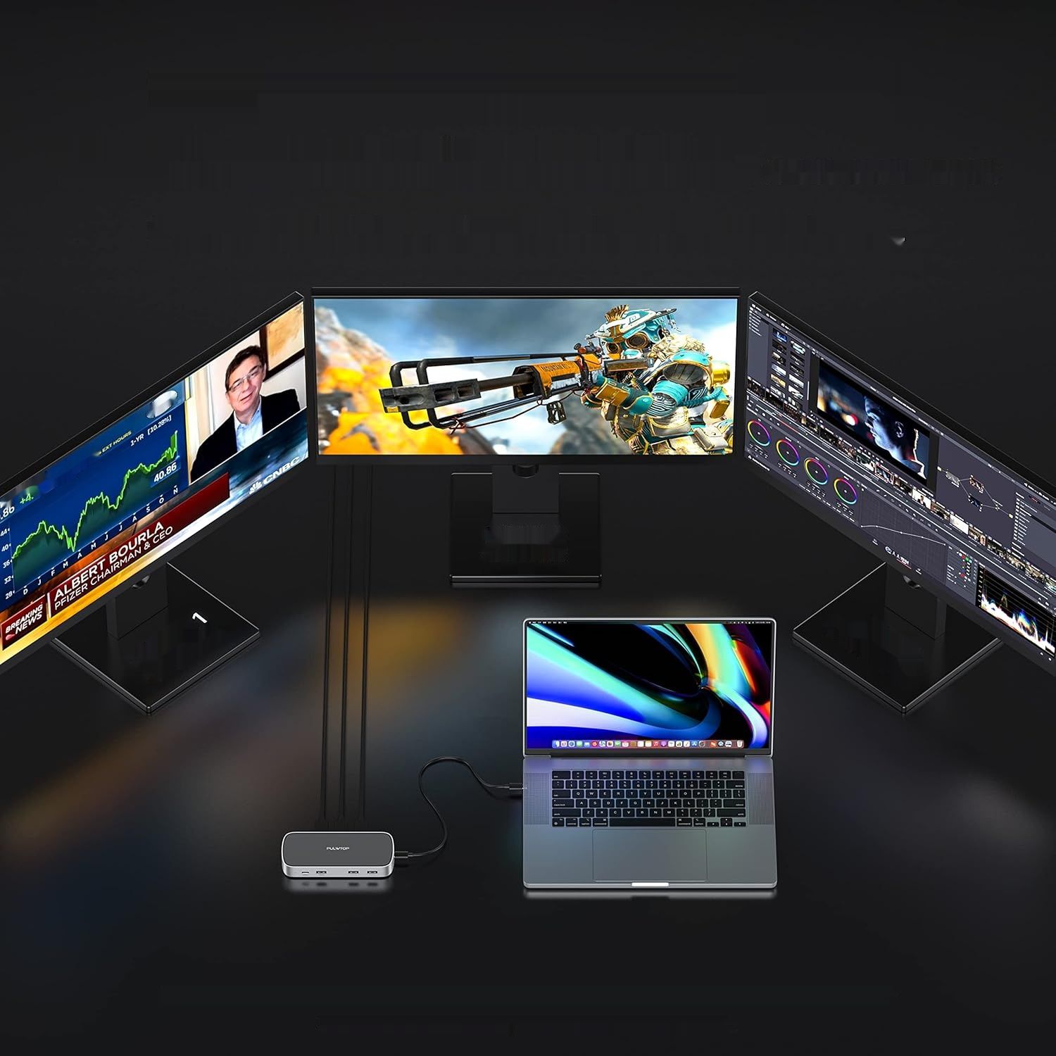 Stacja dokująca 9 w 1, USB-C z potrójnym wyświetlaniem, koncentrator 3