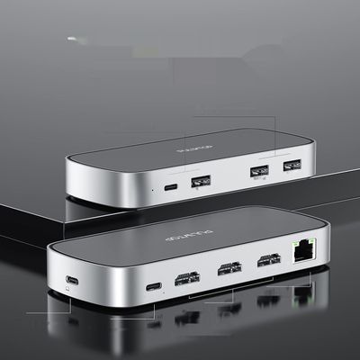 Stacja dokująca 9 w 1, USB-C z potrójnym wyświetlaniem, koncentrator 3