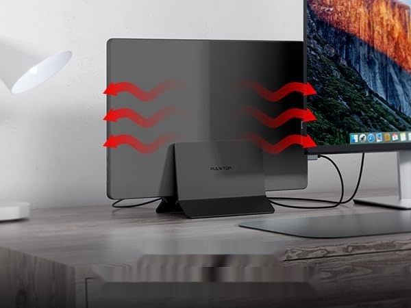 Stacja dokująca USB‑C PULWTOP BD216A-Black z pionowym stojakiem i obudową na SSD M.2 NVMe