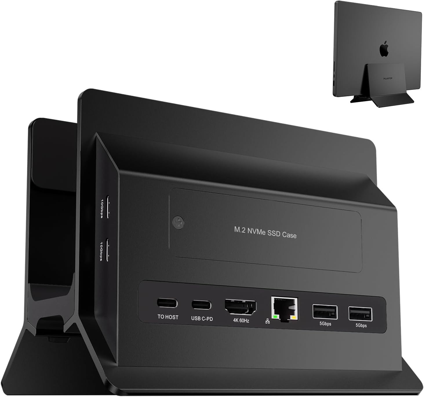Stacja dokująca USB‑C PULWTOP BD216A-Black z pionowym stojakiem i obudową na SSD M.2 NVMe