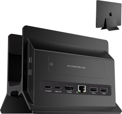 Stacja dokująca USB‑C PULWTOP BD216A-Black z pionowym stojakiem i obudową na SSD M.2 NVMe